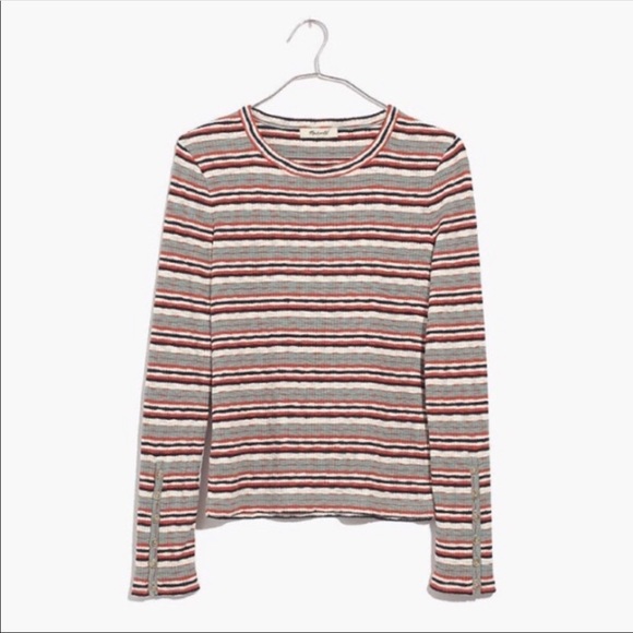 Madewell Tops - Madewell Button-Sleeve Tee in Elsie Stripe